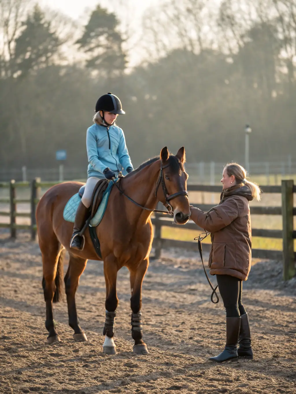 A young rider confidently guiding a horse through a series of obstacles during a training session at CHEVAL DE COEUR, showcasing skill development and horsemanship.